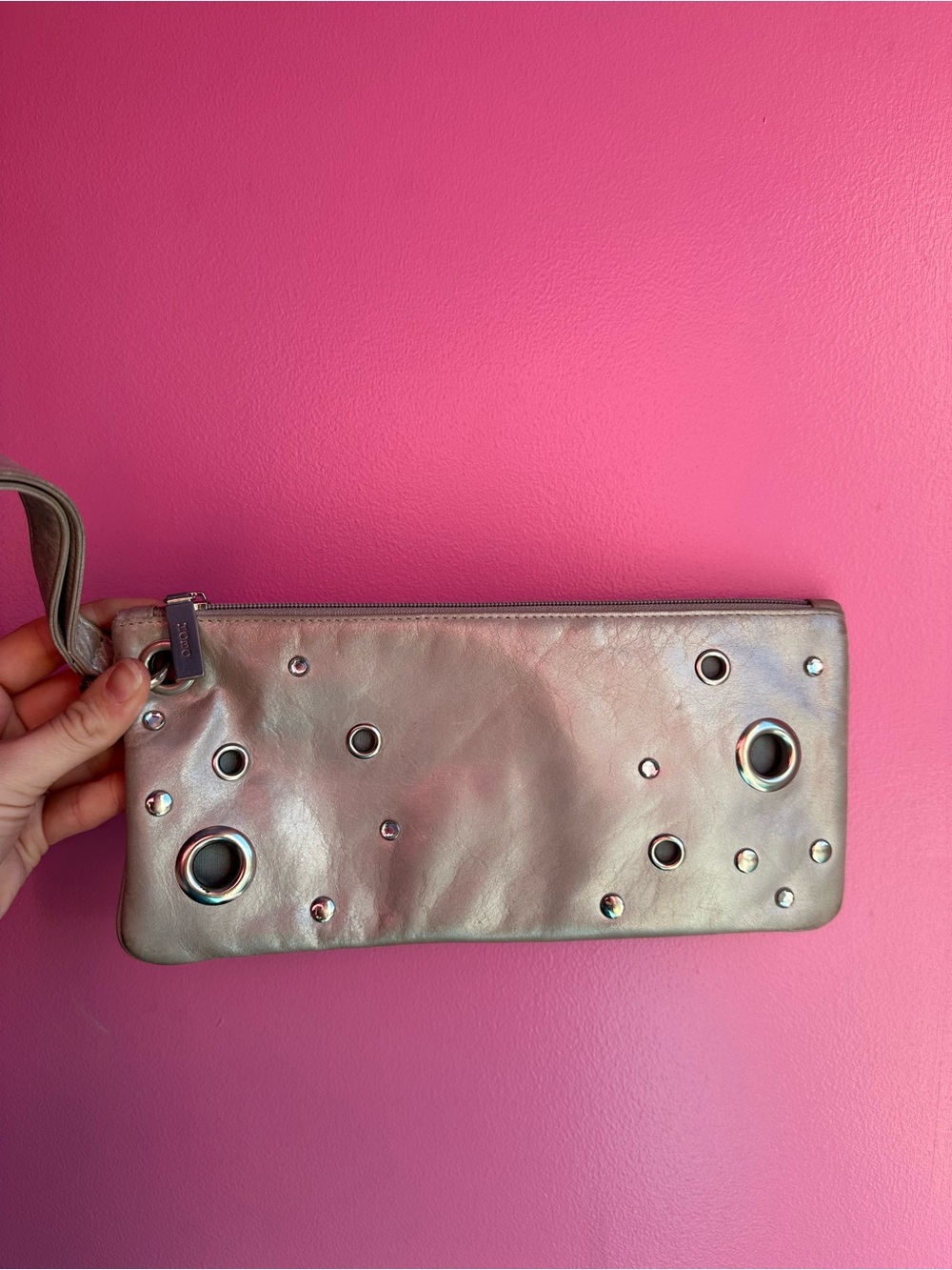 Hobo International Vintage Silver Embellished Wristlet
